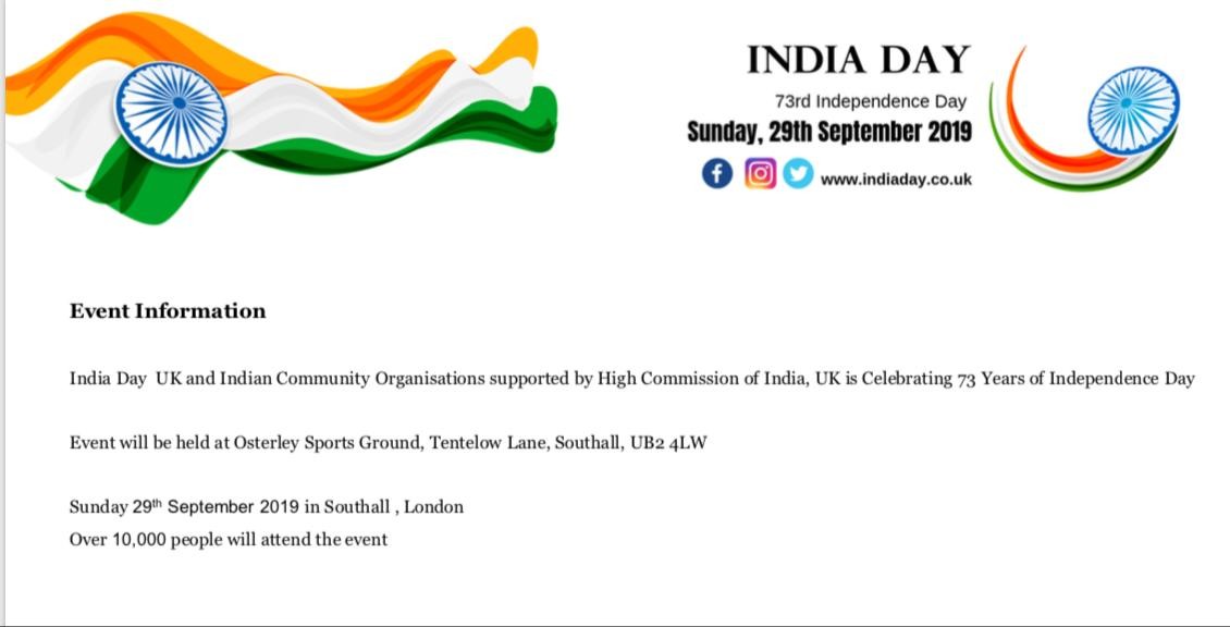 Celebrate India Day 2019 with Aryan Herbals in Southall